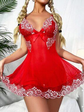 Women Sexy Lingerie Dress Floral Teddy Babydoll Lace Sleepwear Nightgown Dress